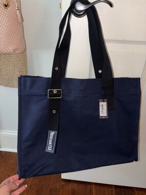 NWT Vilebrequin Navy Canvas Messenger Tote